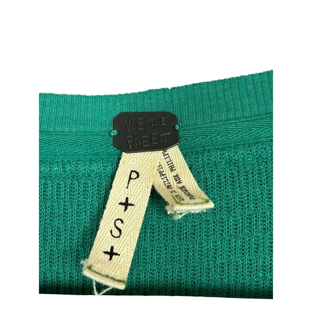 We The Free Free People Women’s Small Green Waffle Southwest Henley Thermal Boho